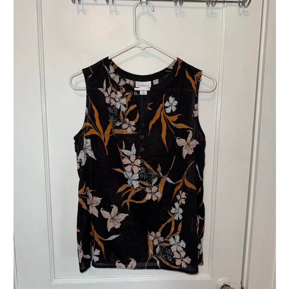 New Liz Claiborne Women's Tropical Print Sleeveless Top size S